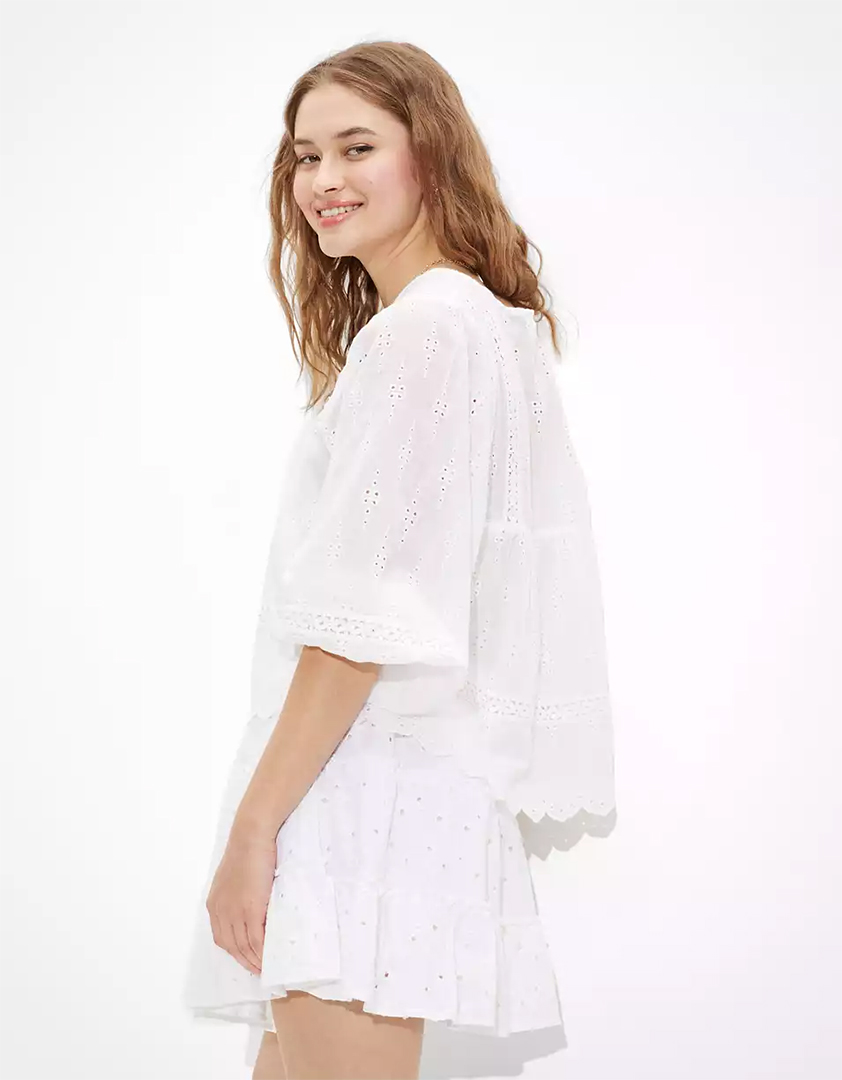 AE Tiered Smocked Mini Skirt Back