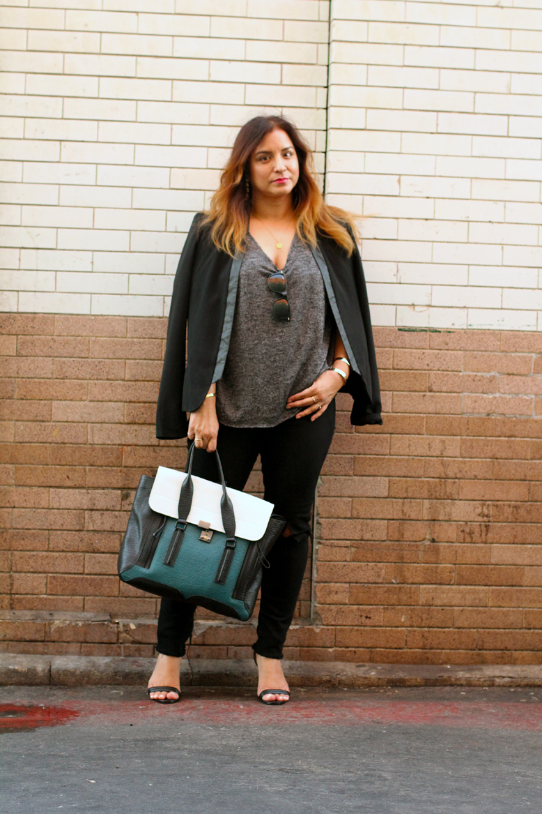 Rossana Vanoni - Hermosa Beach Pier Urban Outfitters top & jeans, 3.1 Phillip Lim bag, Ray Ban Wayfarer, Kate Spade necklace, Michael Kors sandals, Vince Camuto blazer