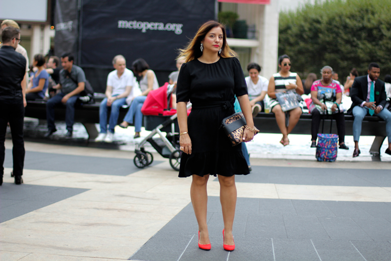 Rossana Vanoni NYFW Malan Breton Fashion Show & Hotel Empire, Cynthia Steffe dress, French Connection clutch, SJP Lady Pumps