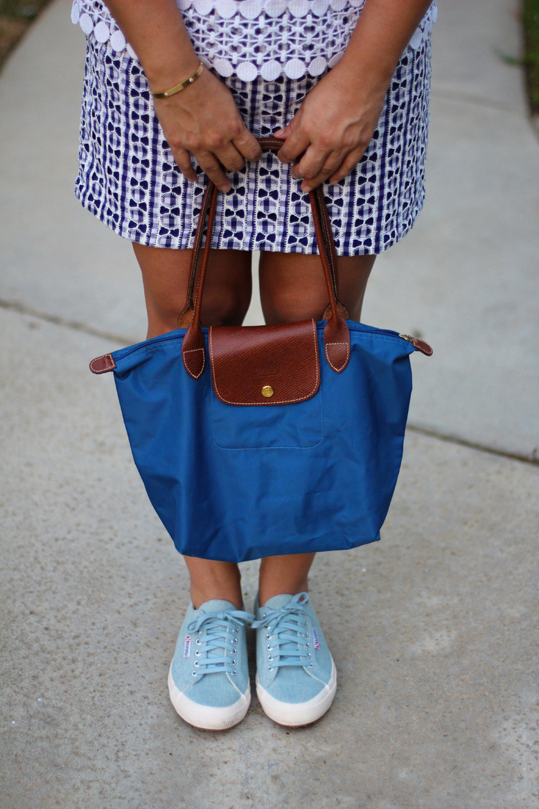 Rossana Vanoni Topshop inspired London Fashion look, Topshop top and skirt, Longchamp bag, Superga shoes