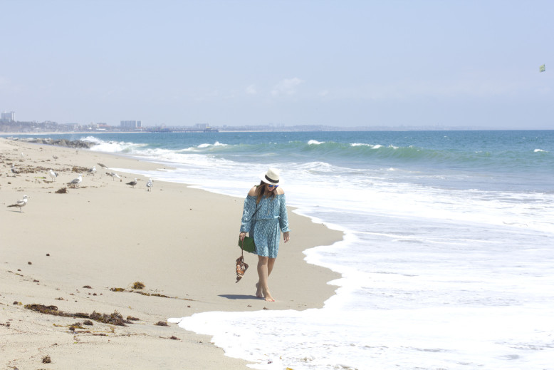 Off-Shoulder-Dress-n-Gladiators-Walking-on-the-Beach