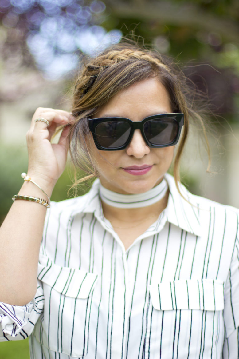 striped-shirt-dress-braided-hair