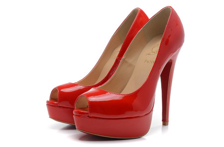 Christian Louboutin Patent Leather Lady Peep 150mm Pumps Red