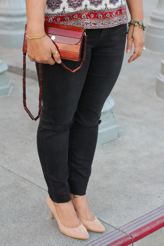 Close up of my Madewell + Nordstrom outfit